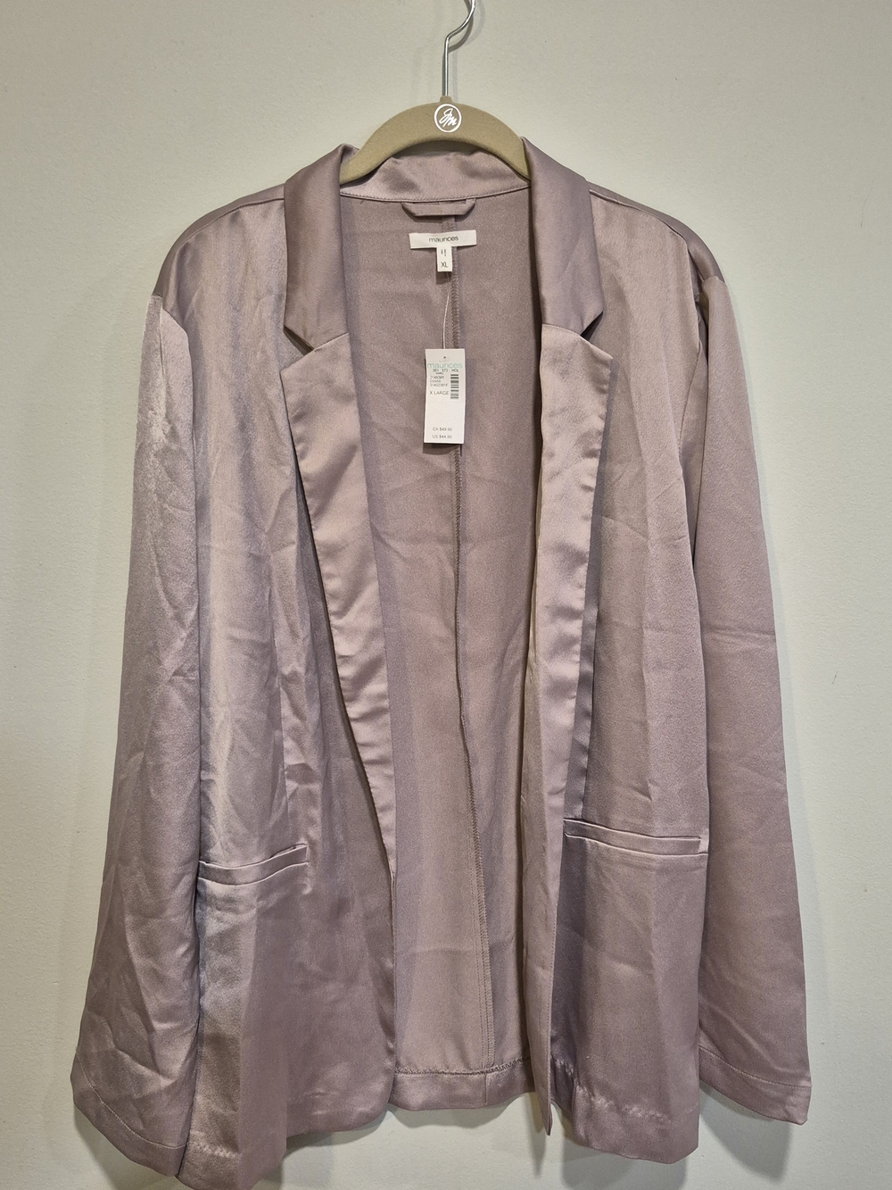 Maurices Satin Open-Front Blazer in Soft Lavender